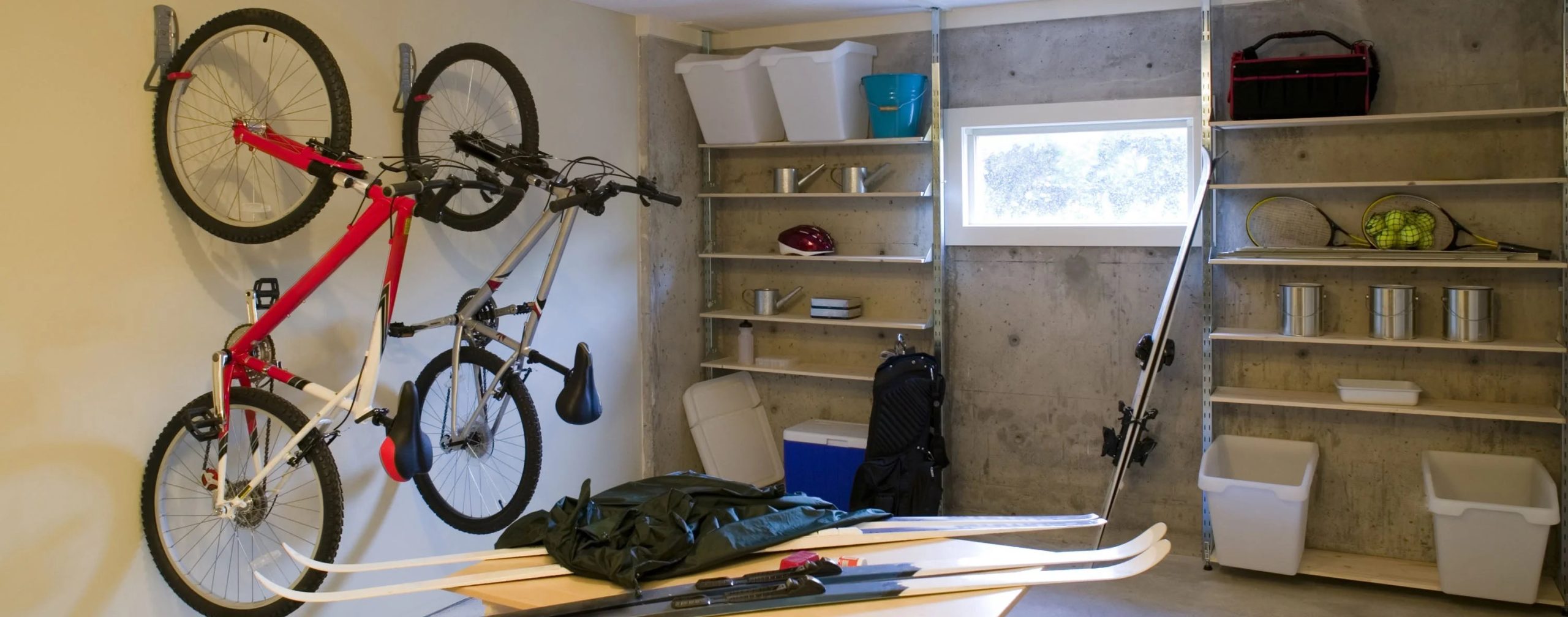 supports muraux pour vélos dans un garage